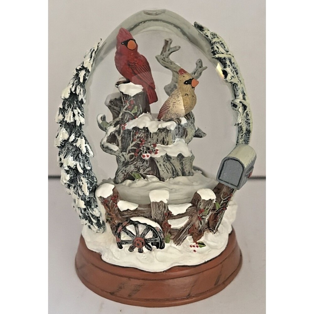 Cardinals in Winter Snow Globe Collector Egg Hand-Painted Limited Edition #A1268